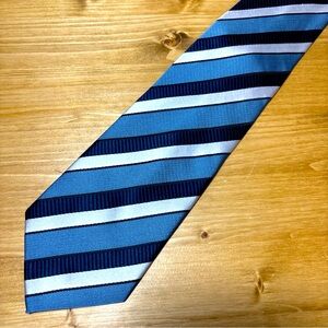 BORRELLI Blue and White [ STRIPED ] men's tie 100% Polyester Made in China